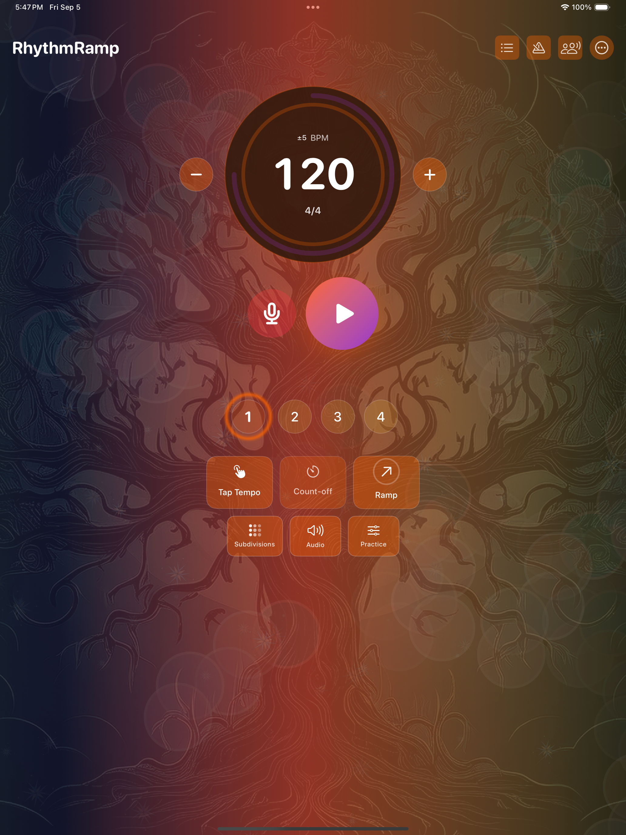 Main metronome with large tempo dial